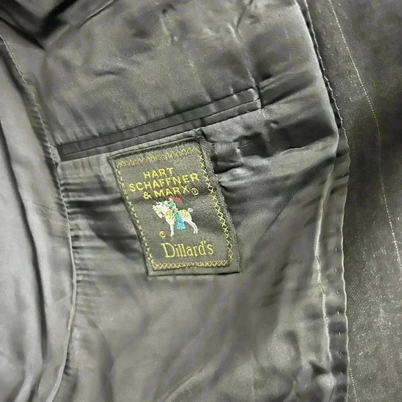 VINTAGE Hart Schaffner Marx Jacket M Gray Pinstripe Wool Sport Coat Blazer - Picture 3 of 4